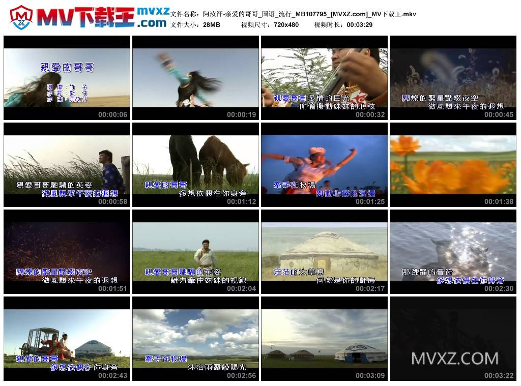 阿汝汗-亲爱的哥哥_国语_流行_MB107795